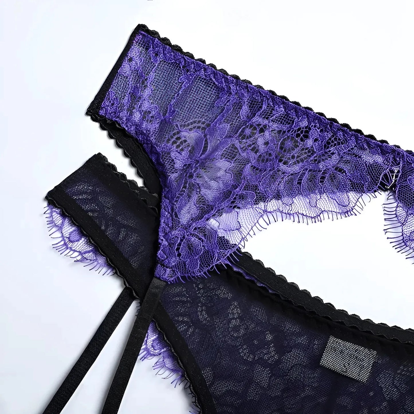 3-Piece Two-Tone Lace Lingerie Set
