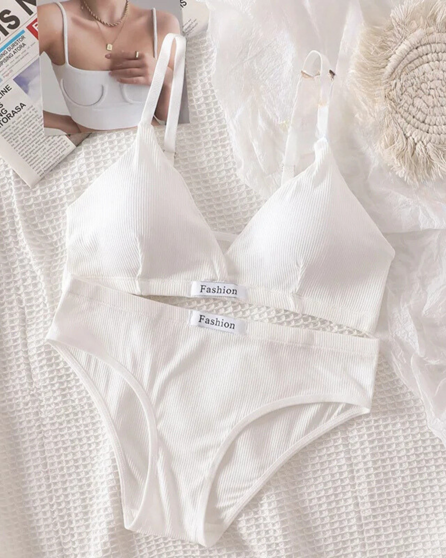 Bequeme Unterwäsche-Set aus geripptem Material