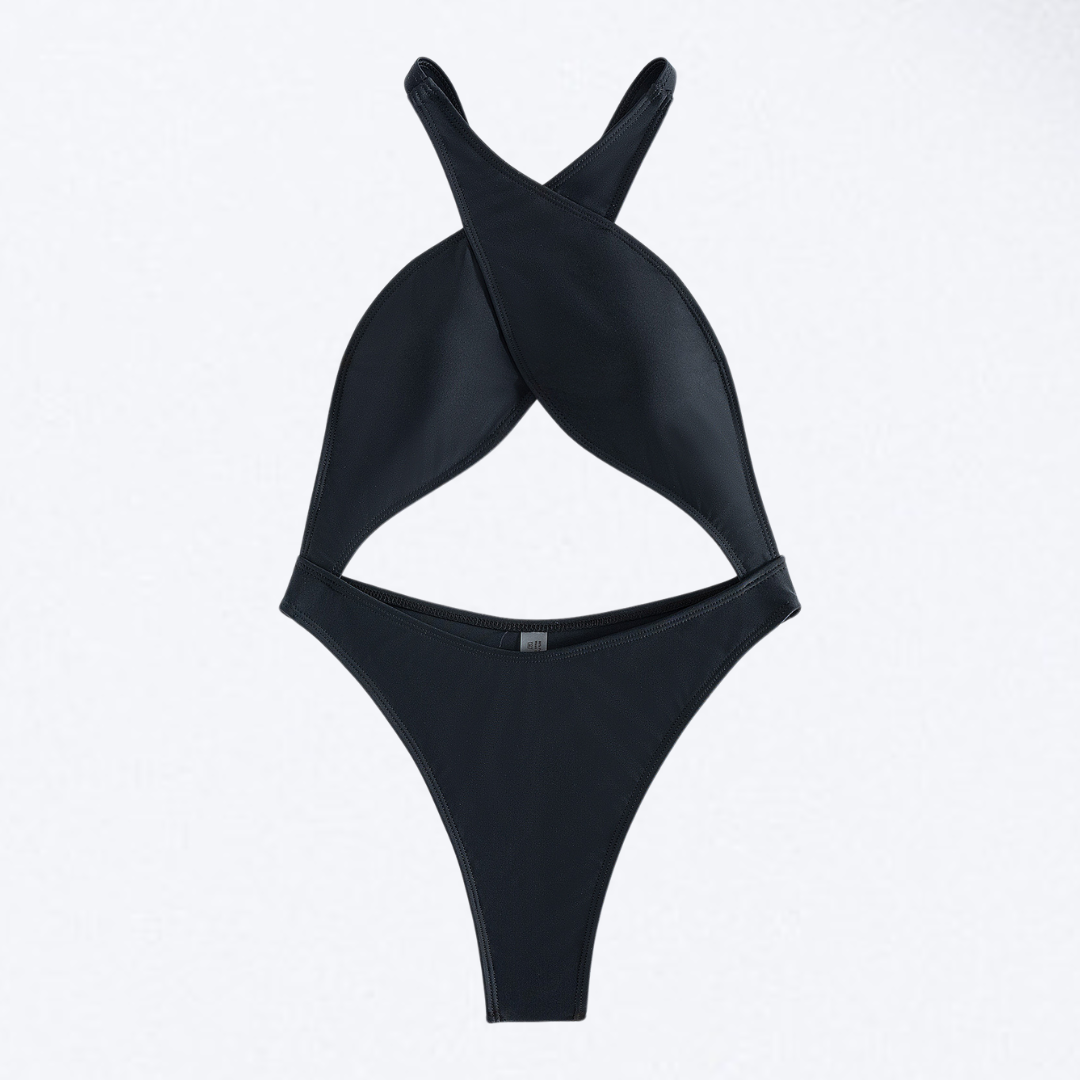 Monokini mit gekreuzten Trägern am Dekolleté