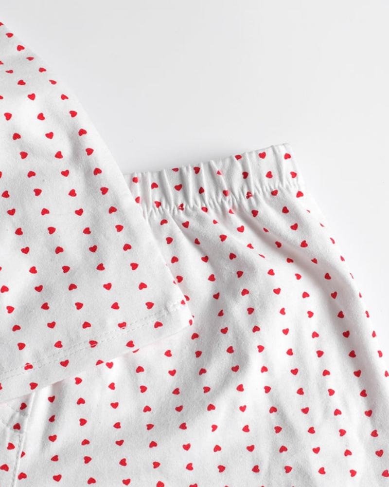 Kurze Spaghetti-Top-Pyjama mit Herzchen und Spitze