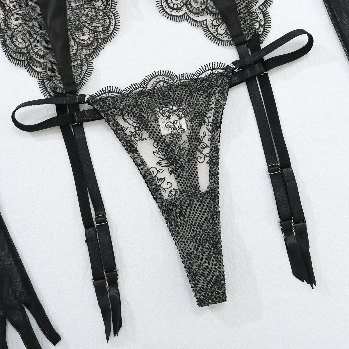 Spitzenunterwäsche-Set mit Handschuhen