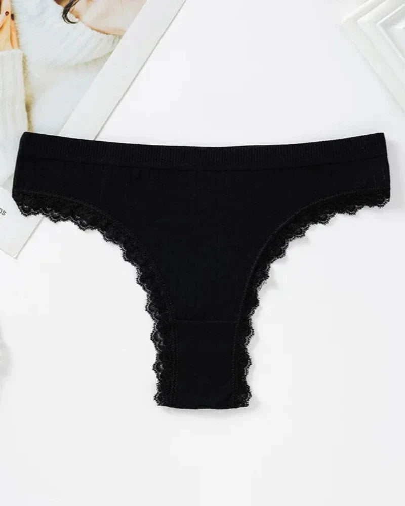 Rippunterhosen mit dekorativer Spitze