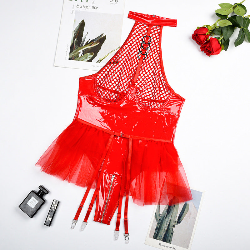 Latexbody mit Strumpfhalter