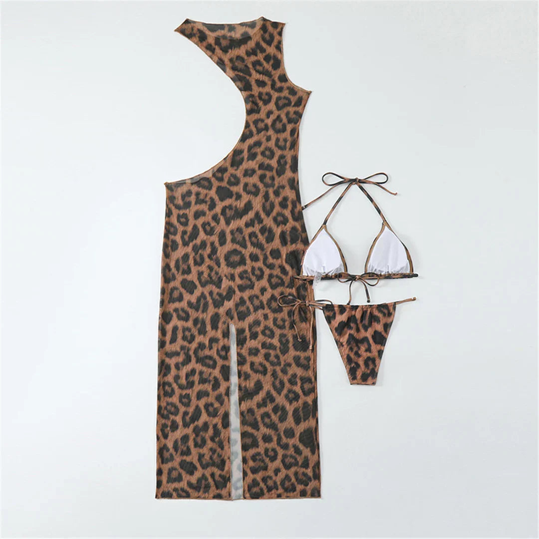 Badeanzug mit langem Maxikleid aus Netz.