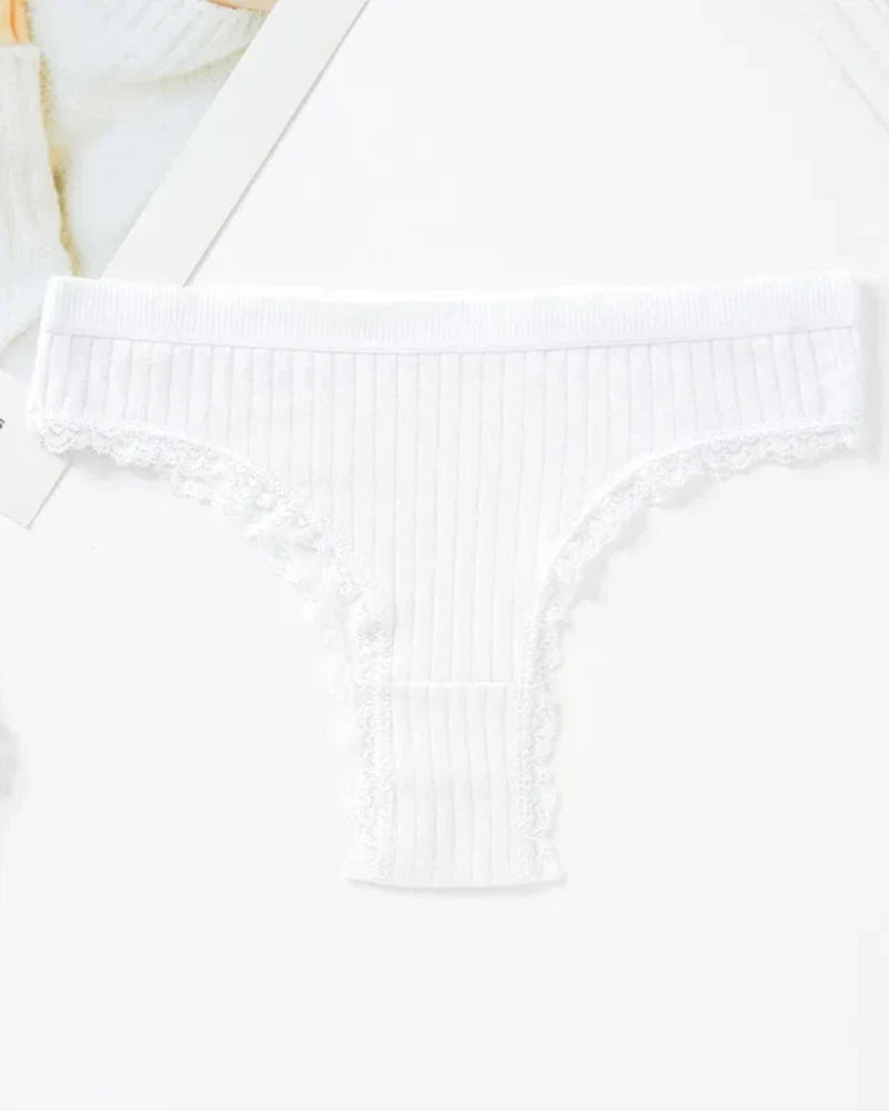 Rippunterhosen mit dekorativer Spitze