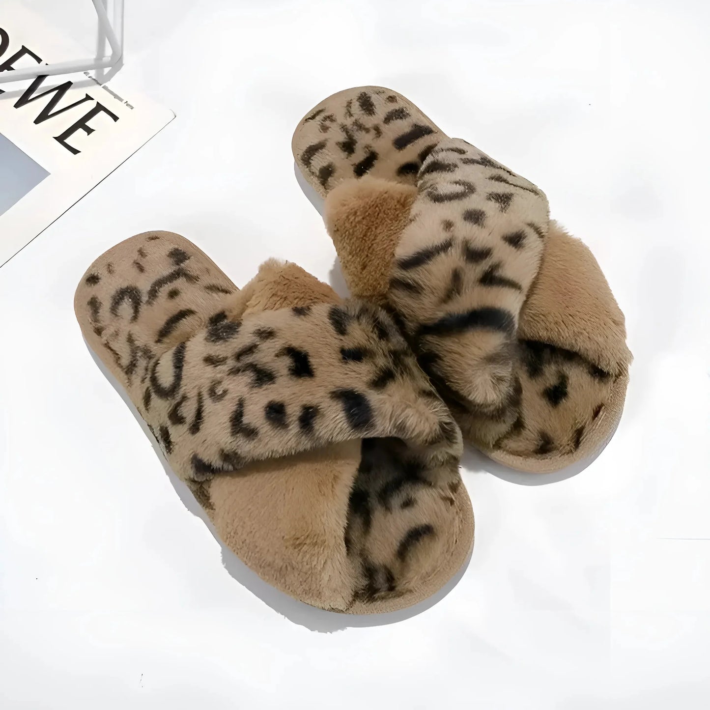Animal Print Fuzzy Leopard Print Slippers for Women