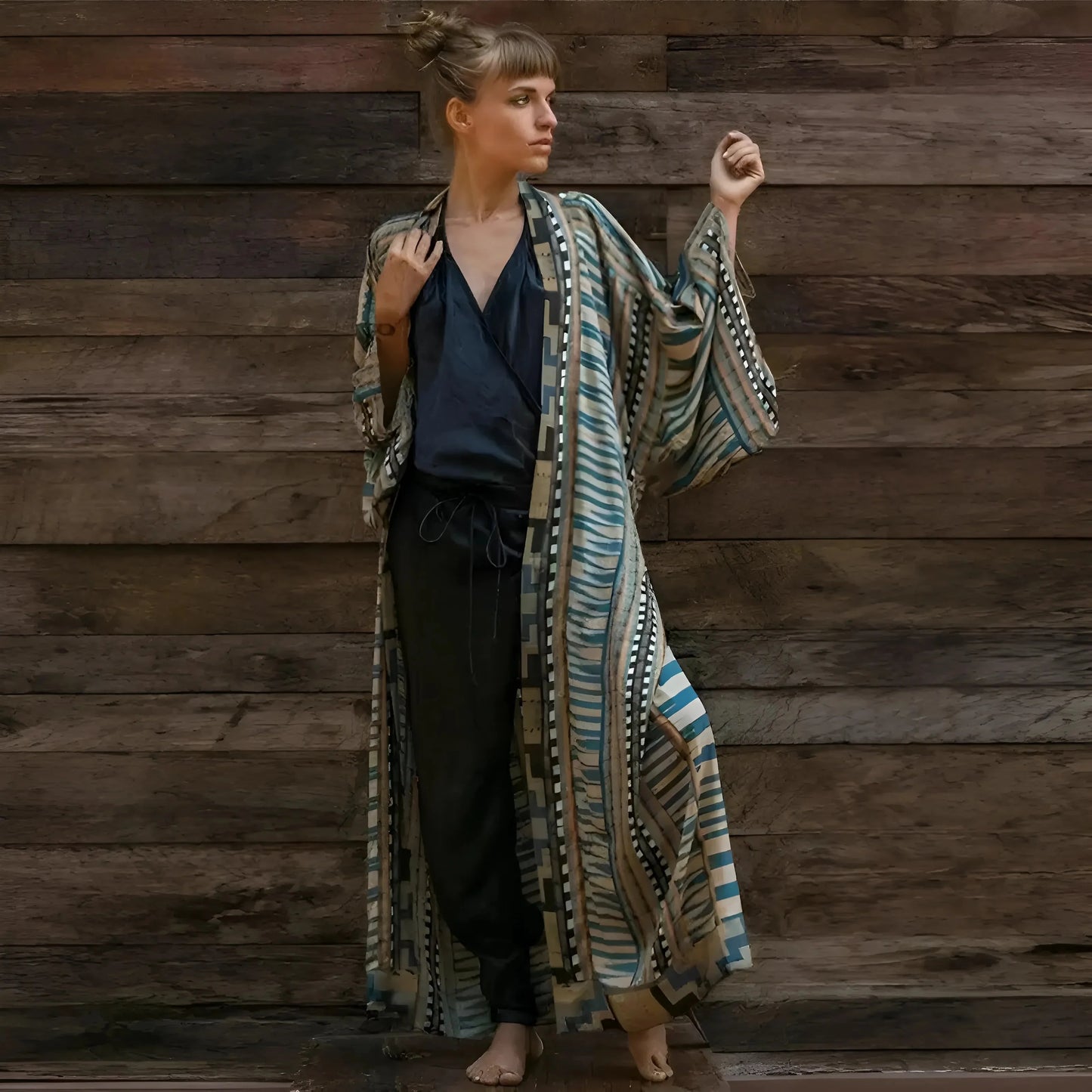 Aztec Pattern Beach Kimono