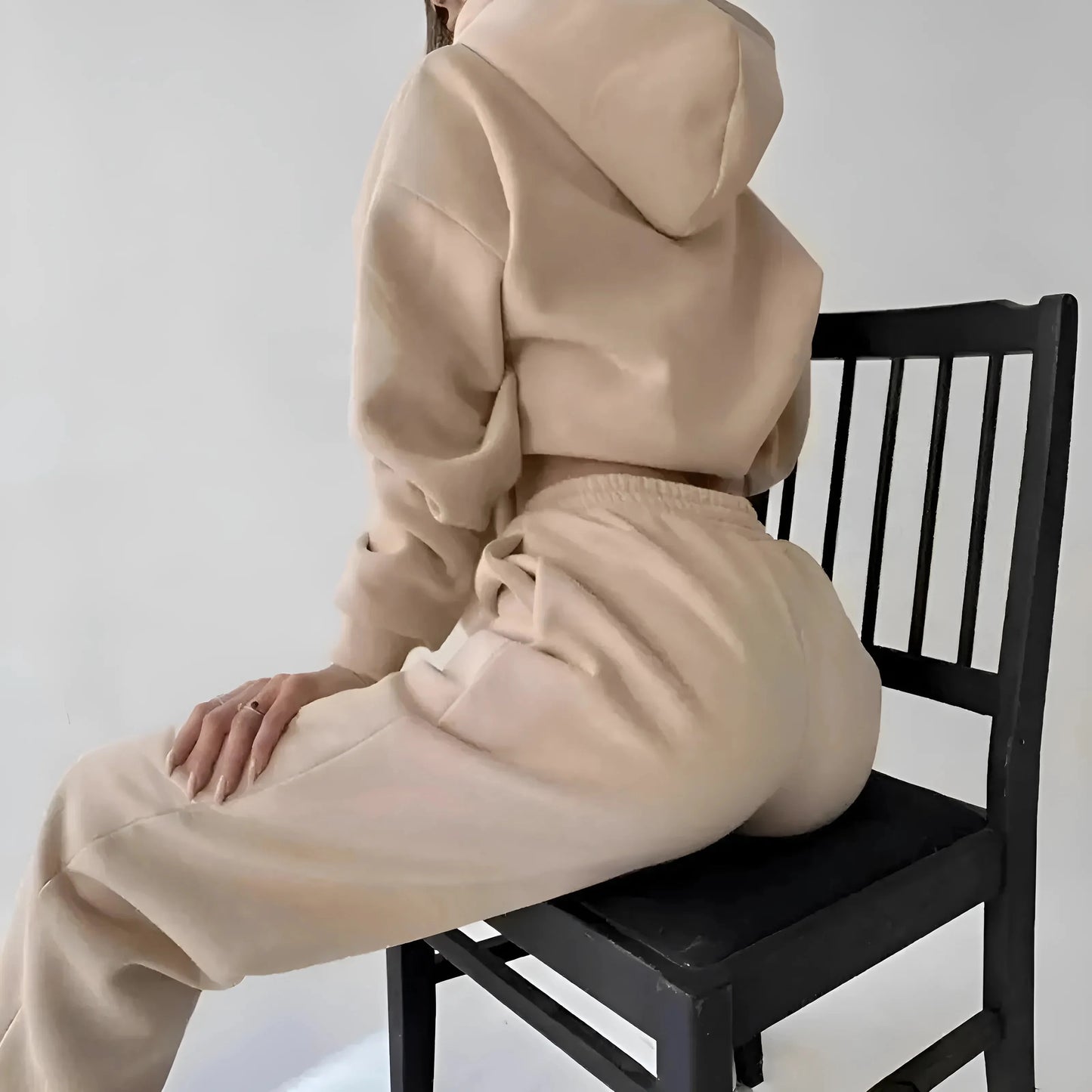 Beige Casual Tracksuit Set