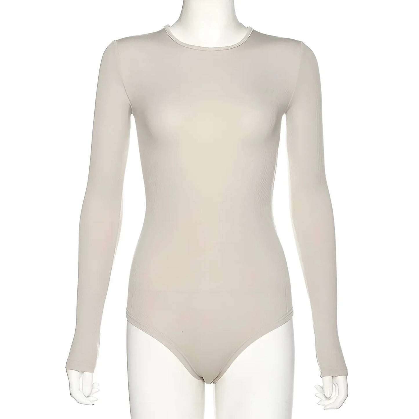 Beige Classic Fitted Women's Bodysuit