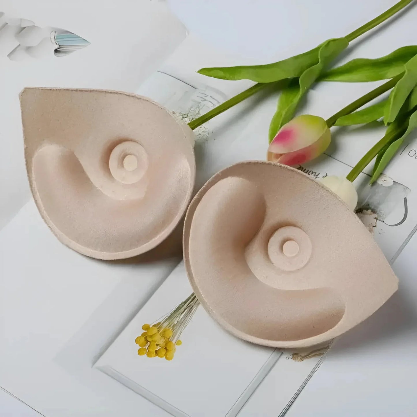 Beige Fabric Bra Inserts