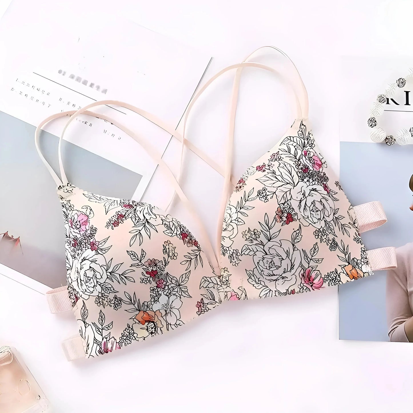 Beige Push-Up Bra with Straps