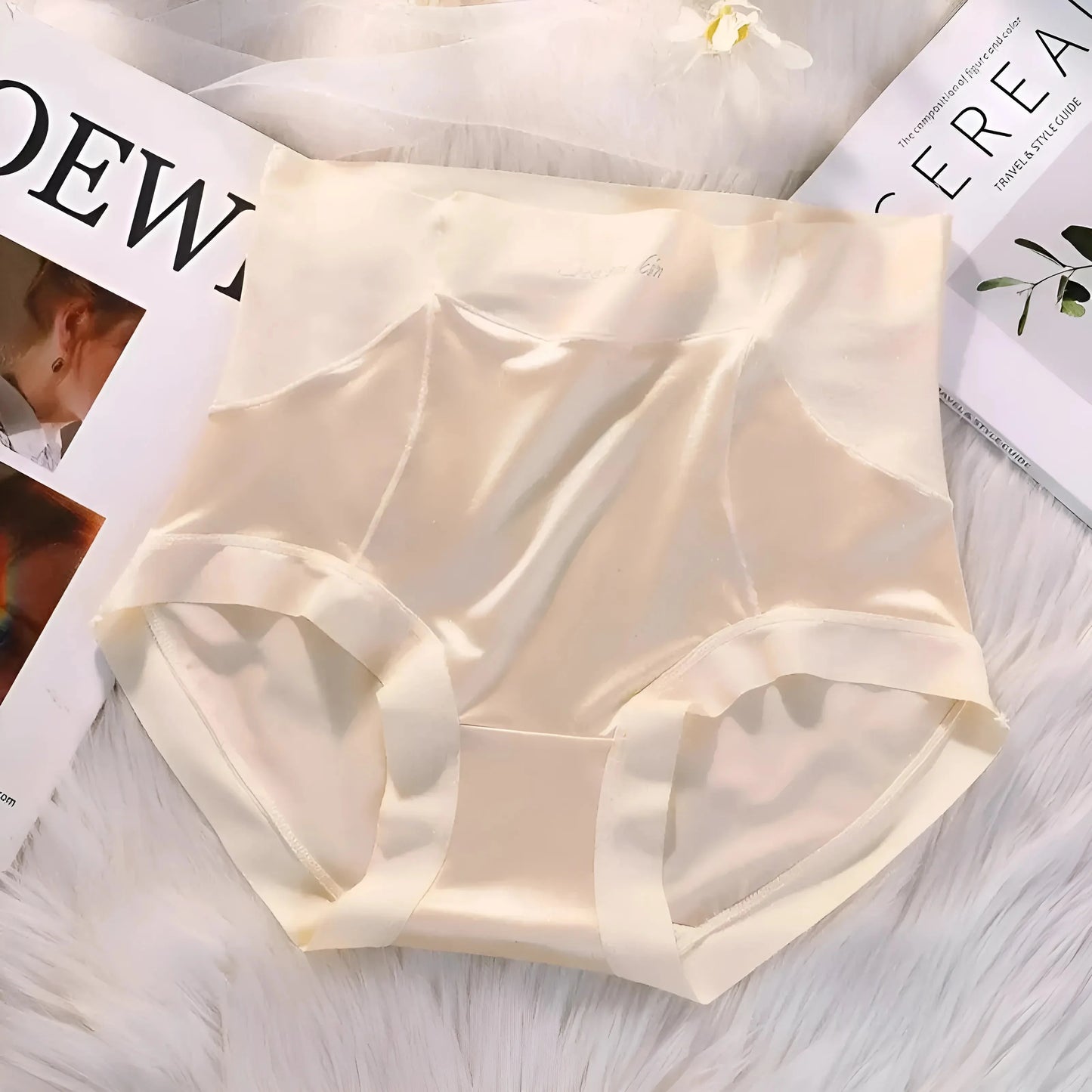 Beige Satin High-Waisted Knickers