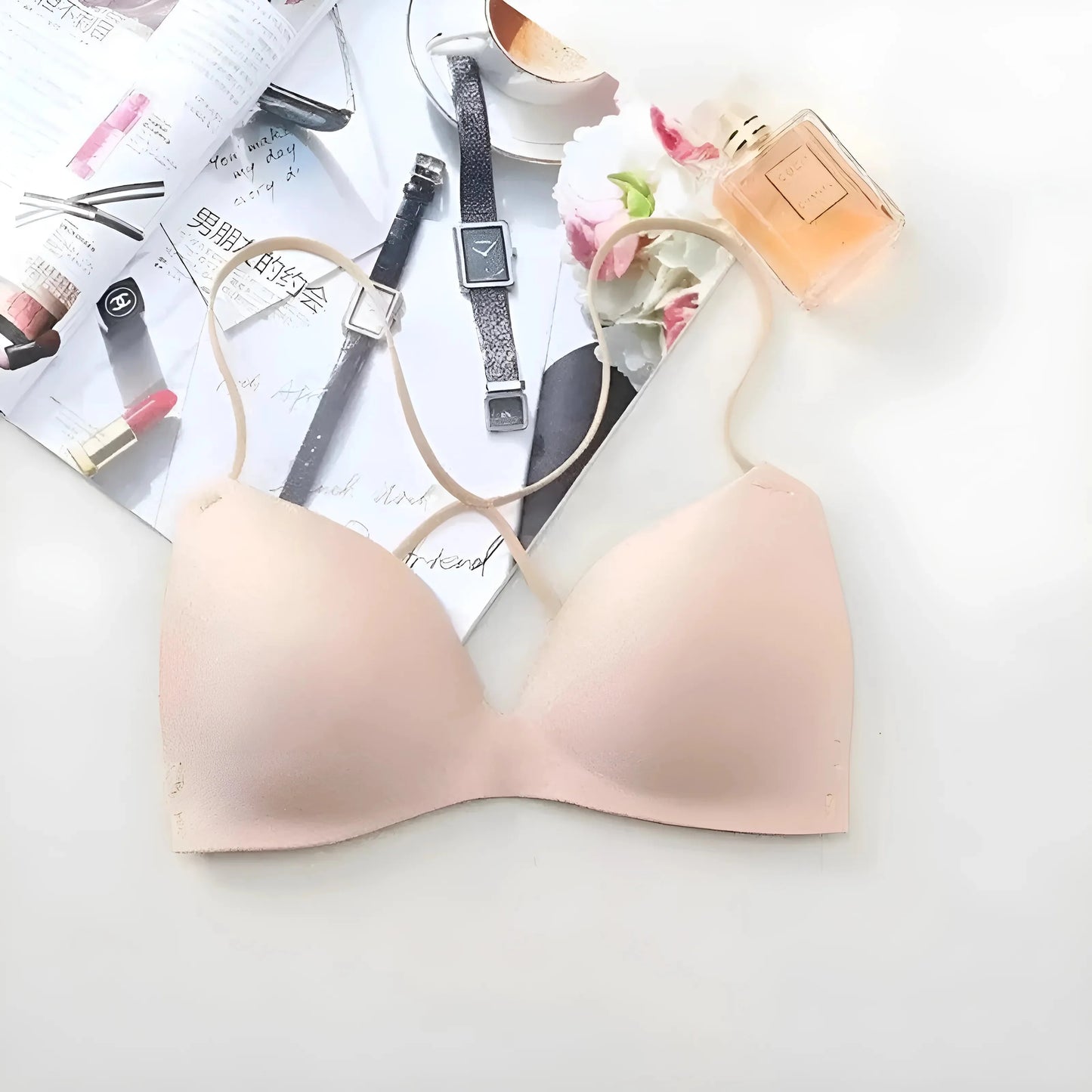 Beige Seamless Push-Up Bra