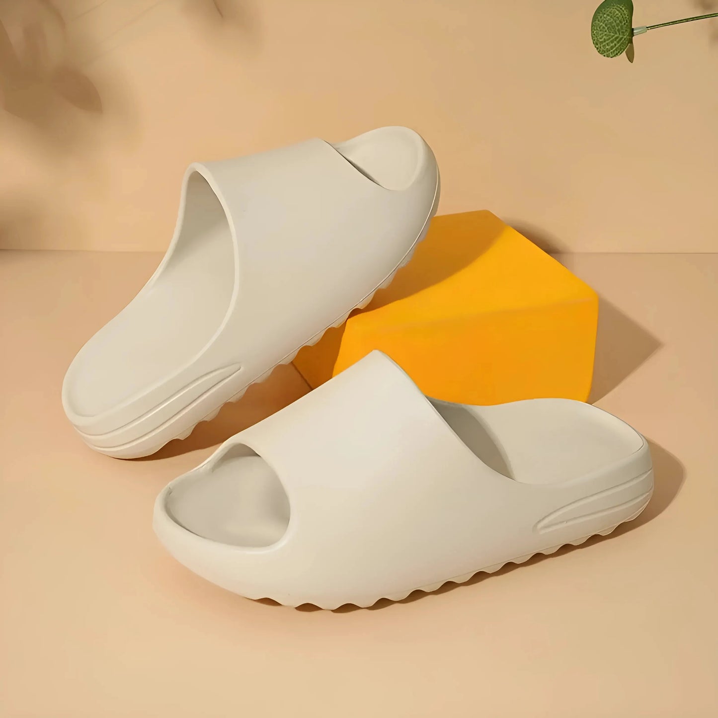 Beige Universal Home Slippers with Thick Sole