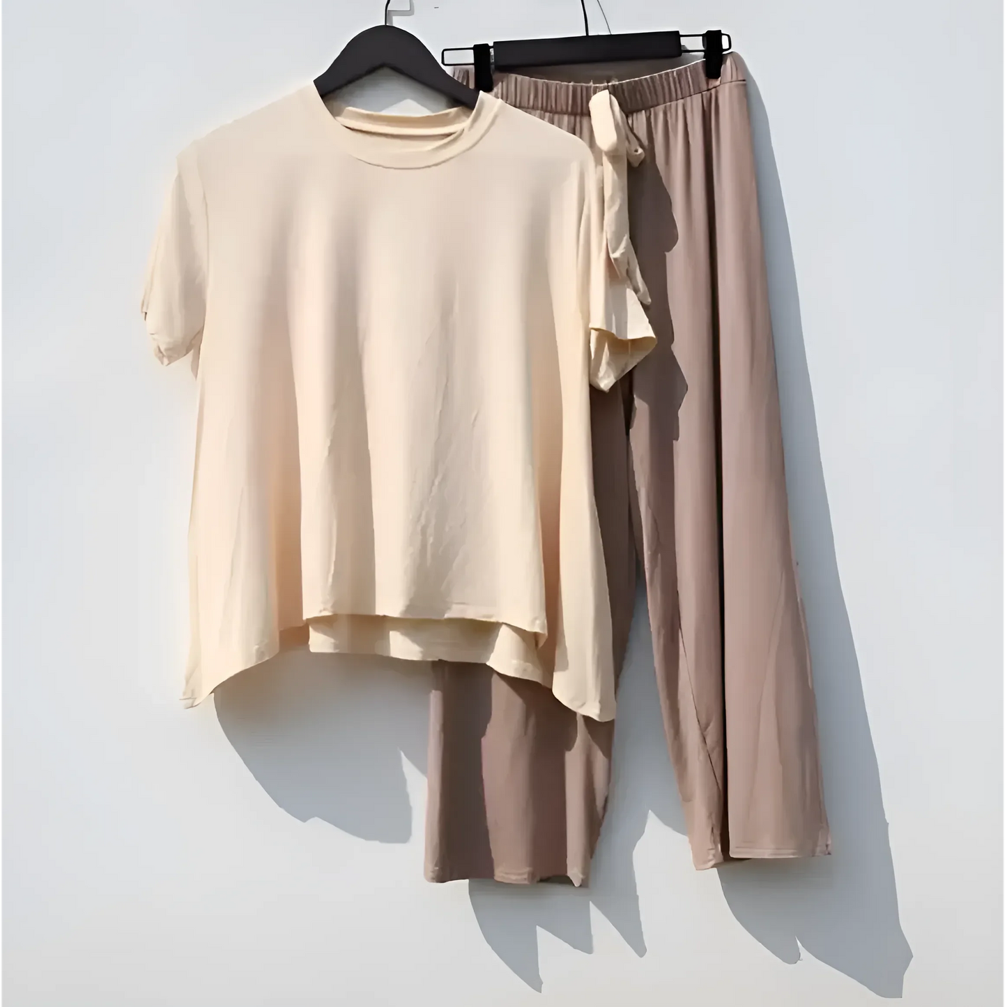Beige Women's Pyjamas with Long Trousers