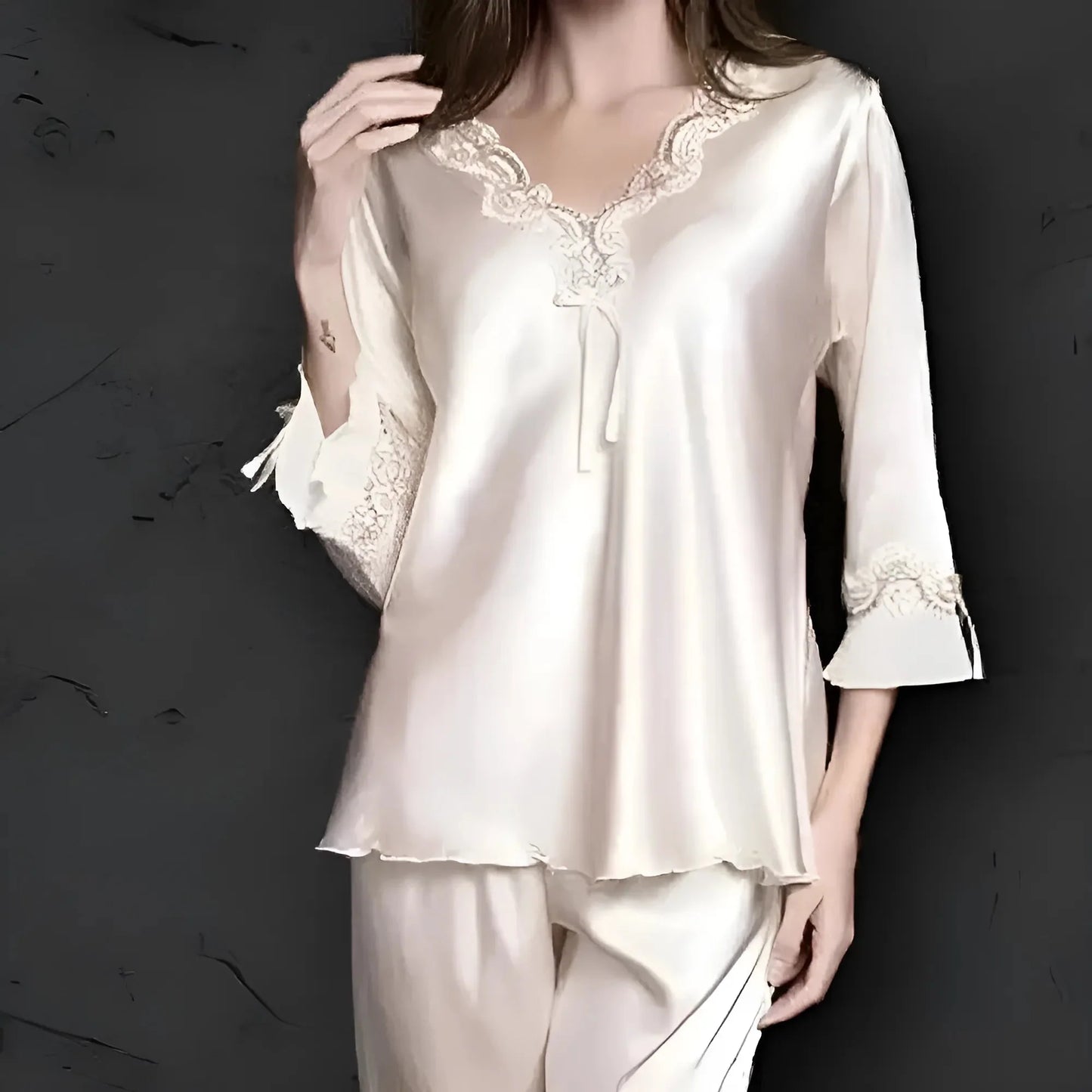 Beige Women's Pyjamas with Longer Sleeves