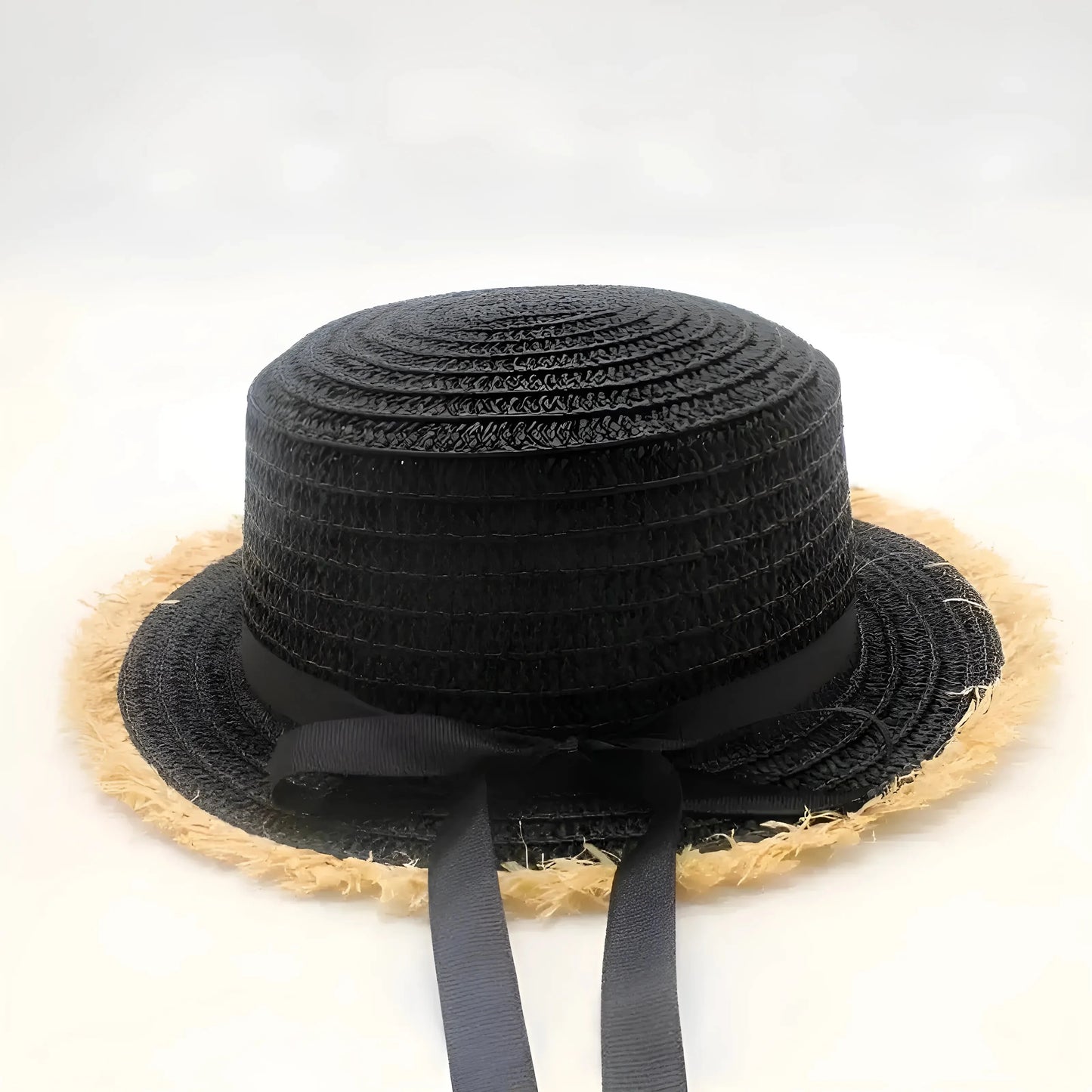 Black Beach Hat with Bow