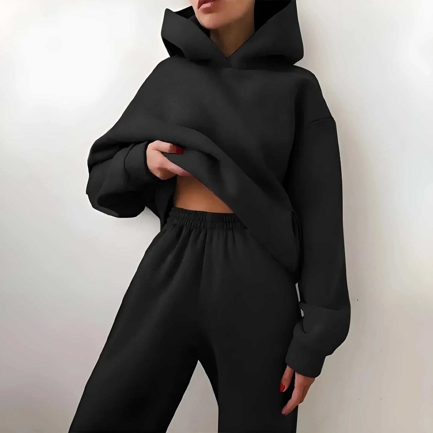 Black Casual Tracksuit Set