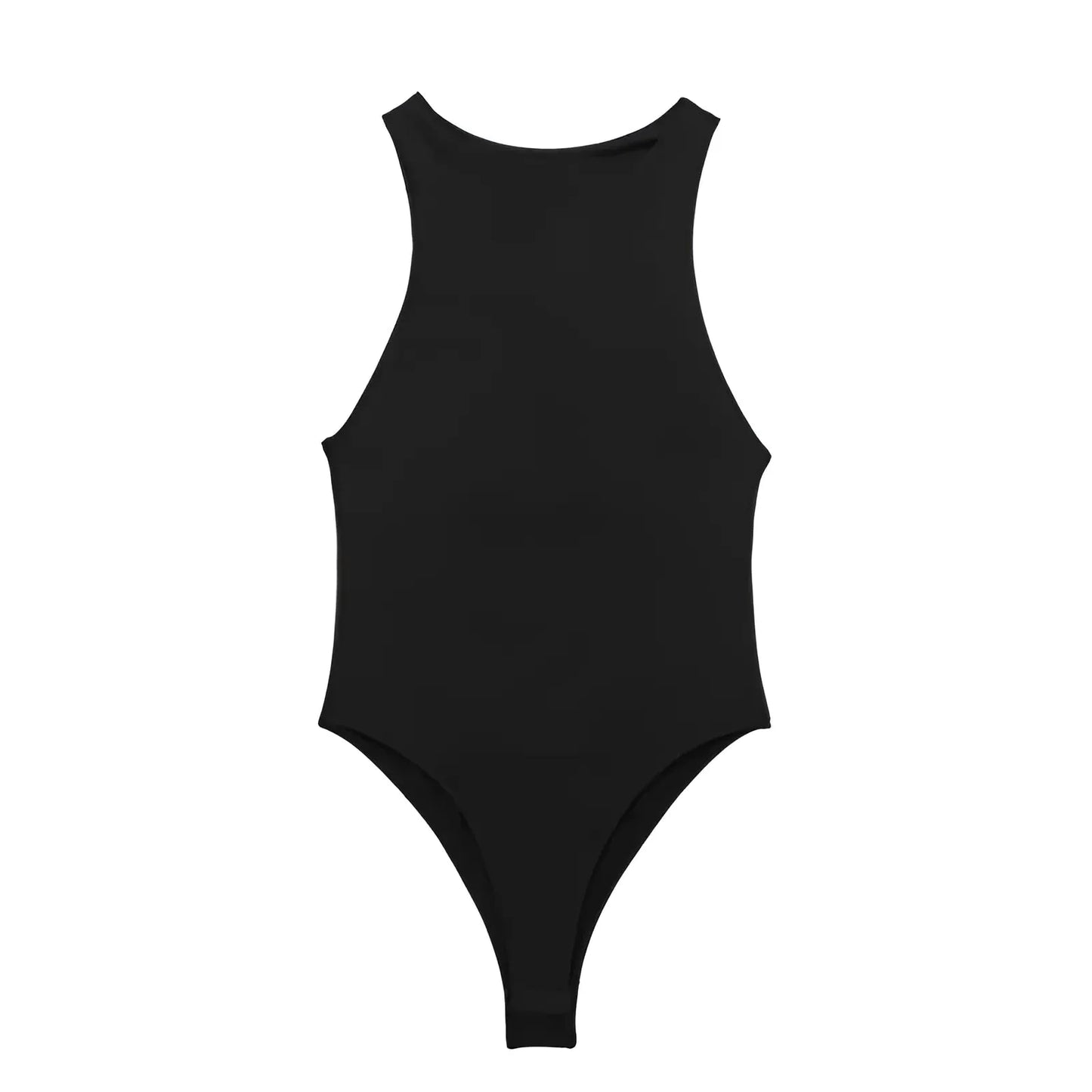Black Classic Backless Bodysuit