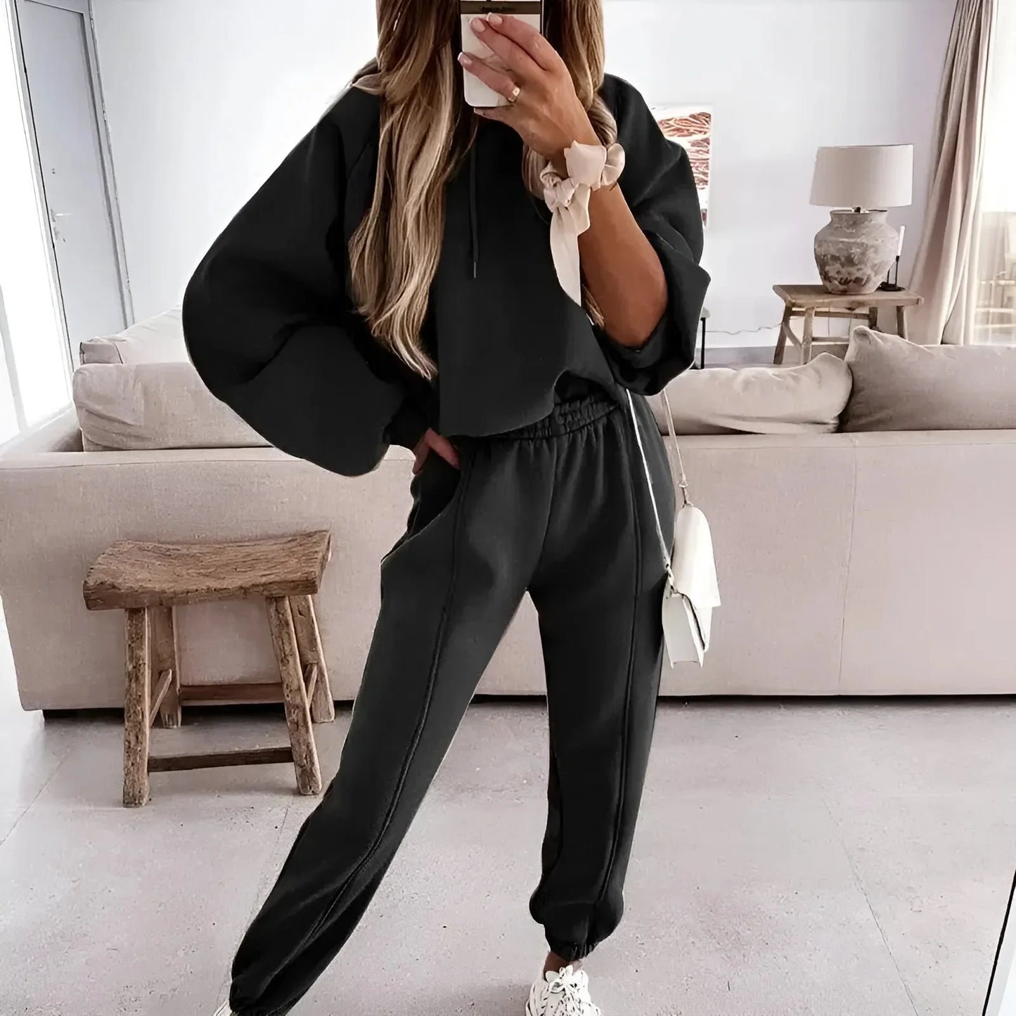 Black Comfortable Tracksuit Set