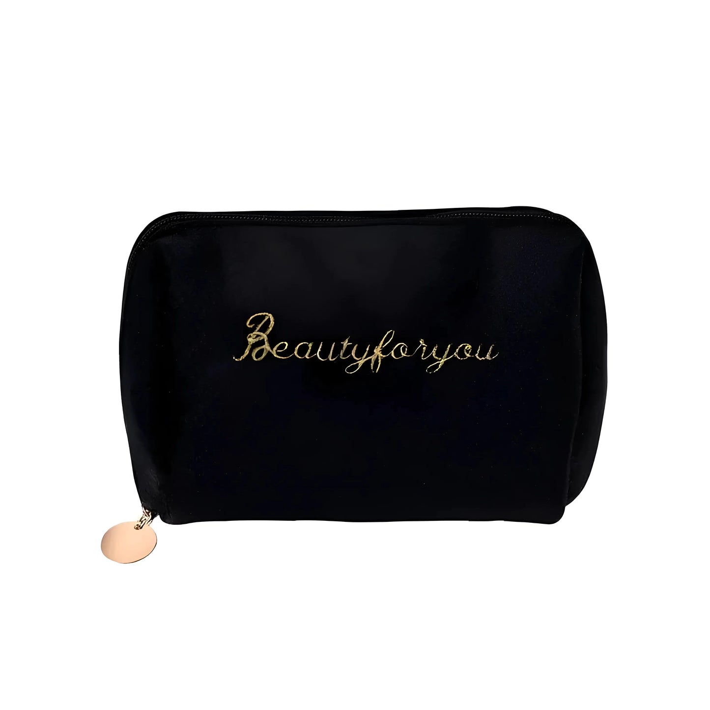 Black Compact Zip-Up Cosmetic Bag