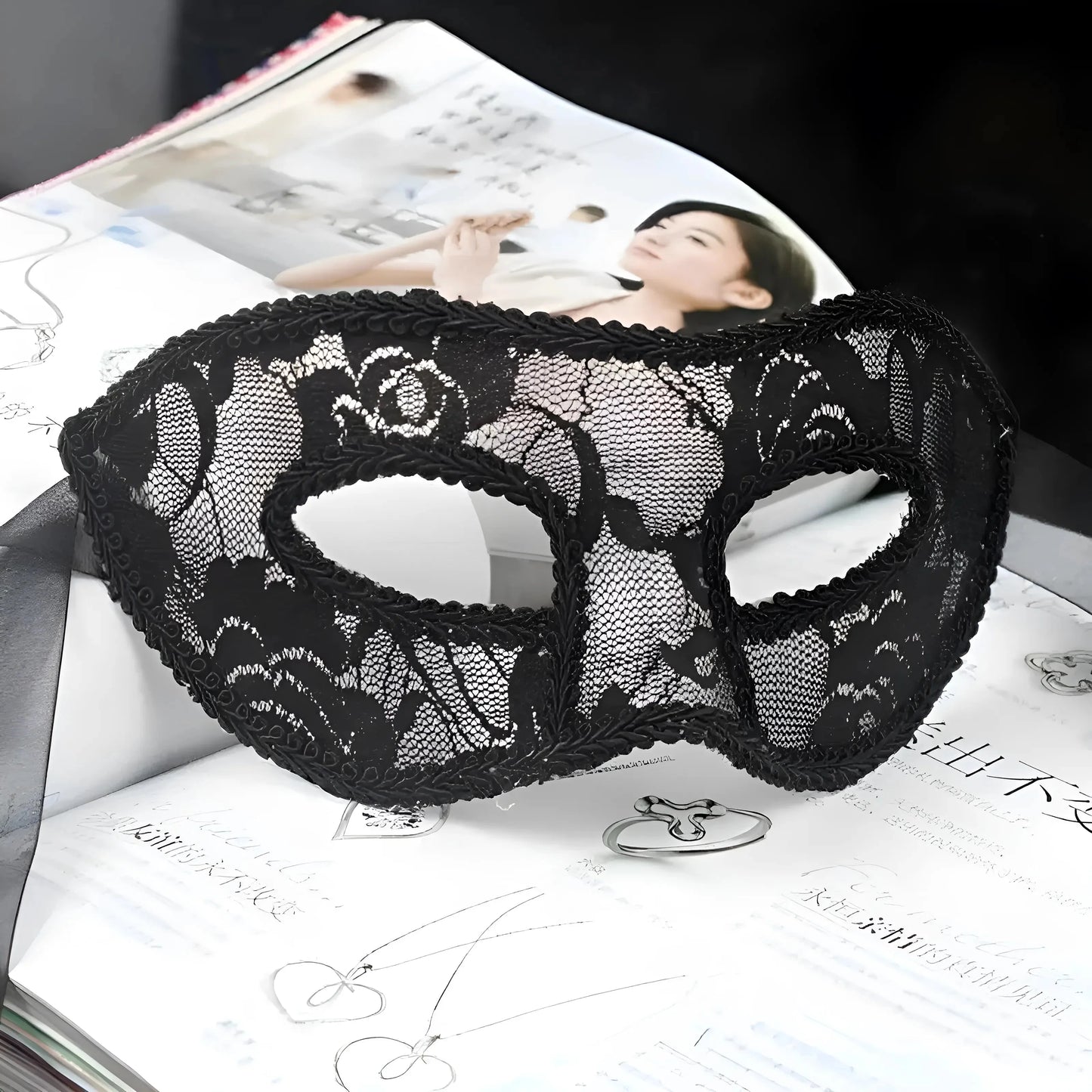 Black Delicate Lace Mask