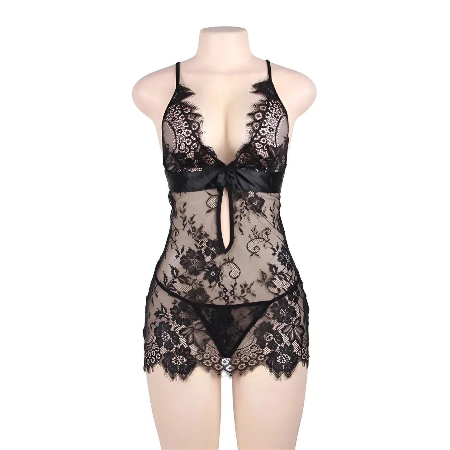 Black Delicate Lace Nightdress