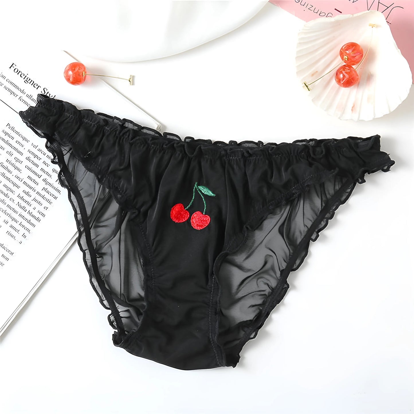 Black Fruit-Print Knickers