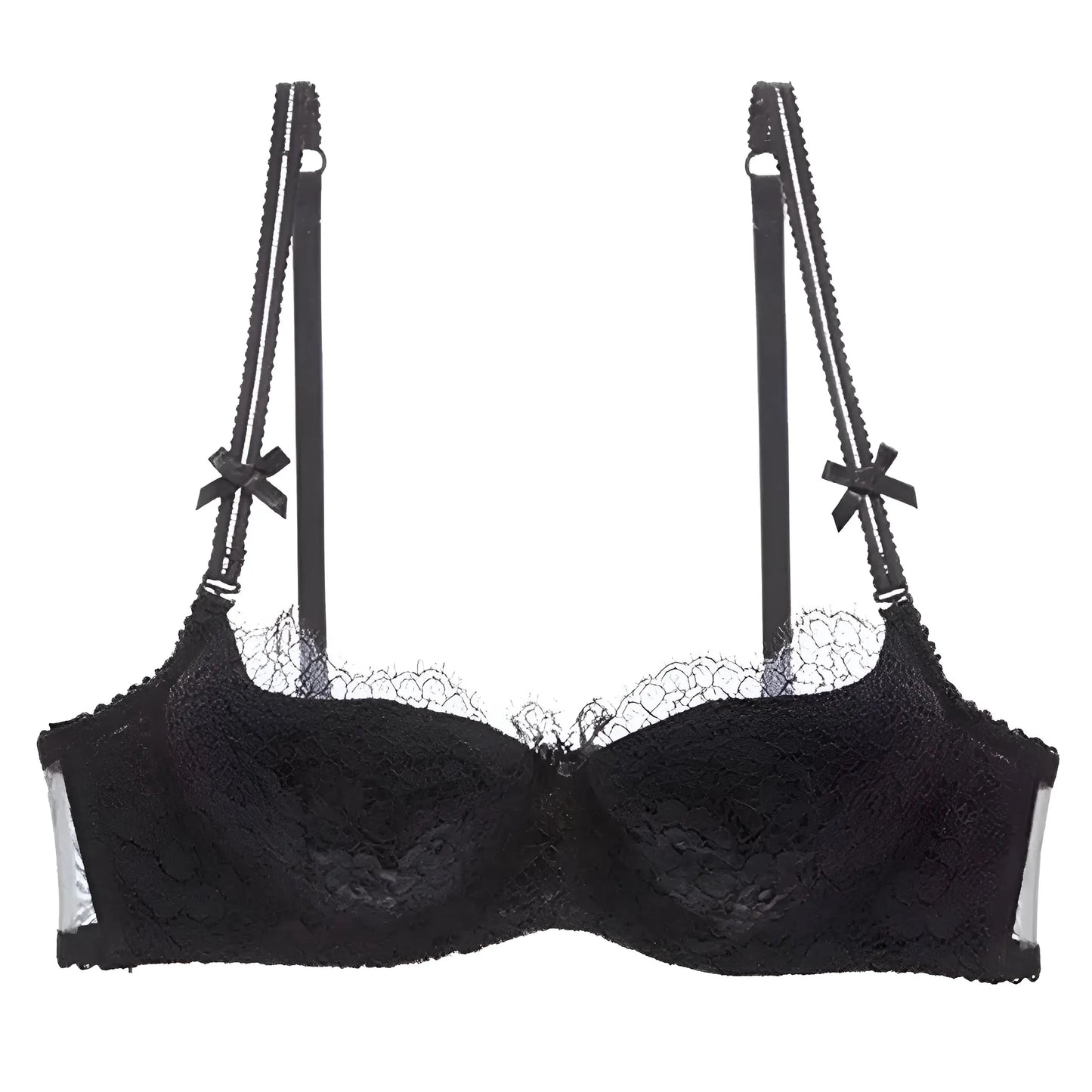 Black Lace Bra with Bows