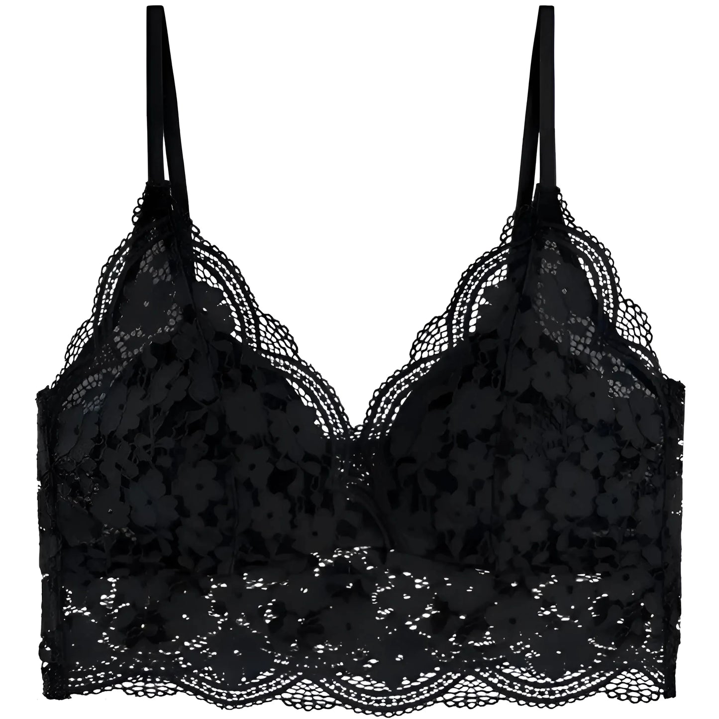 Black Lace Bralette with Thin Straps