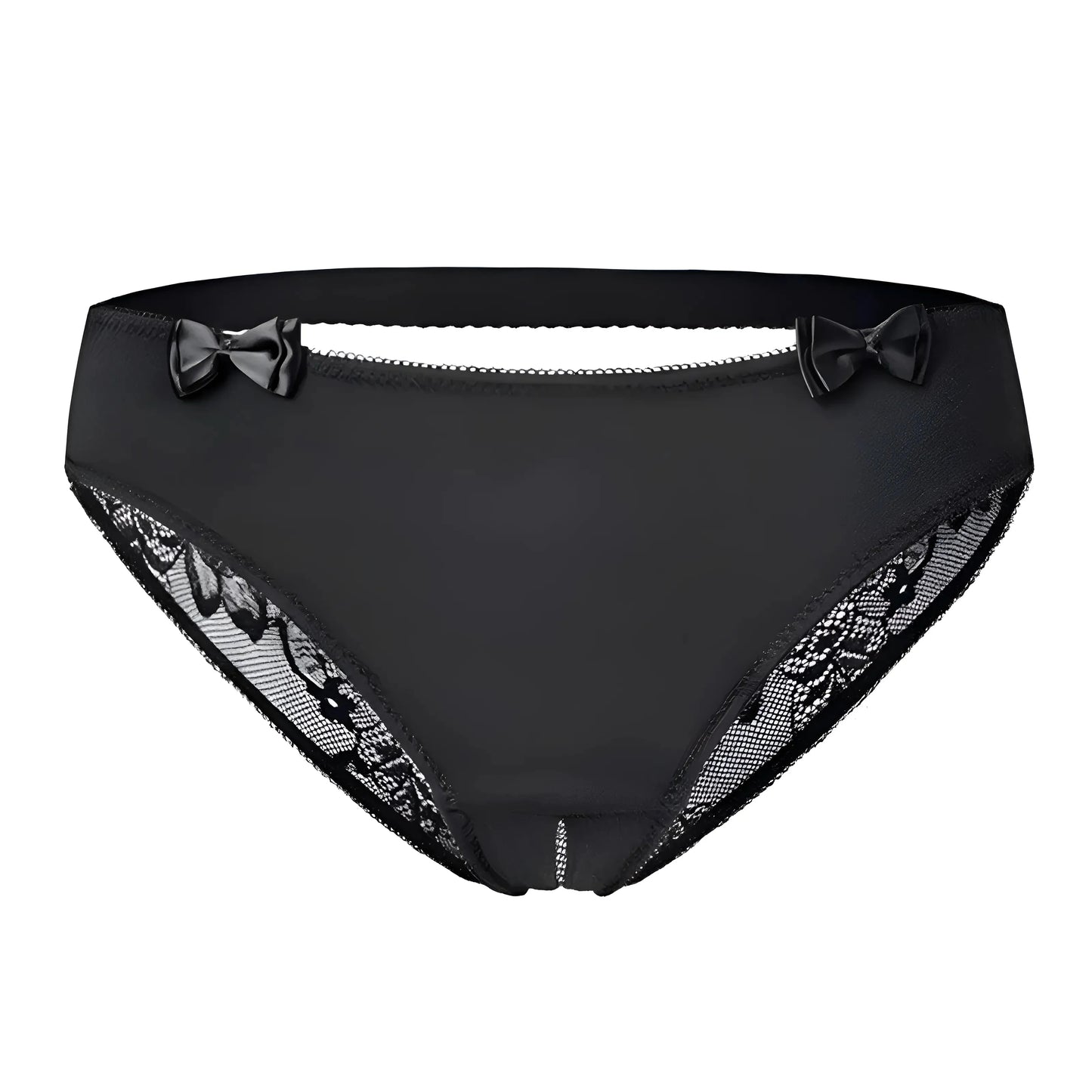 Black Lace Briefs with Cut-Outs and Bows
