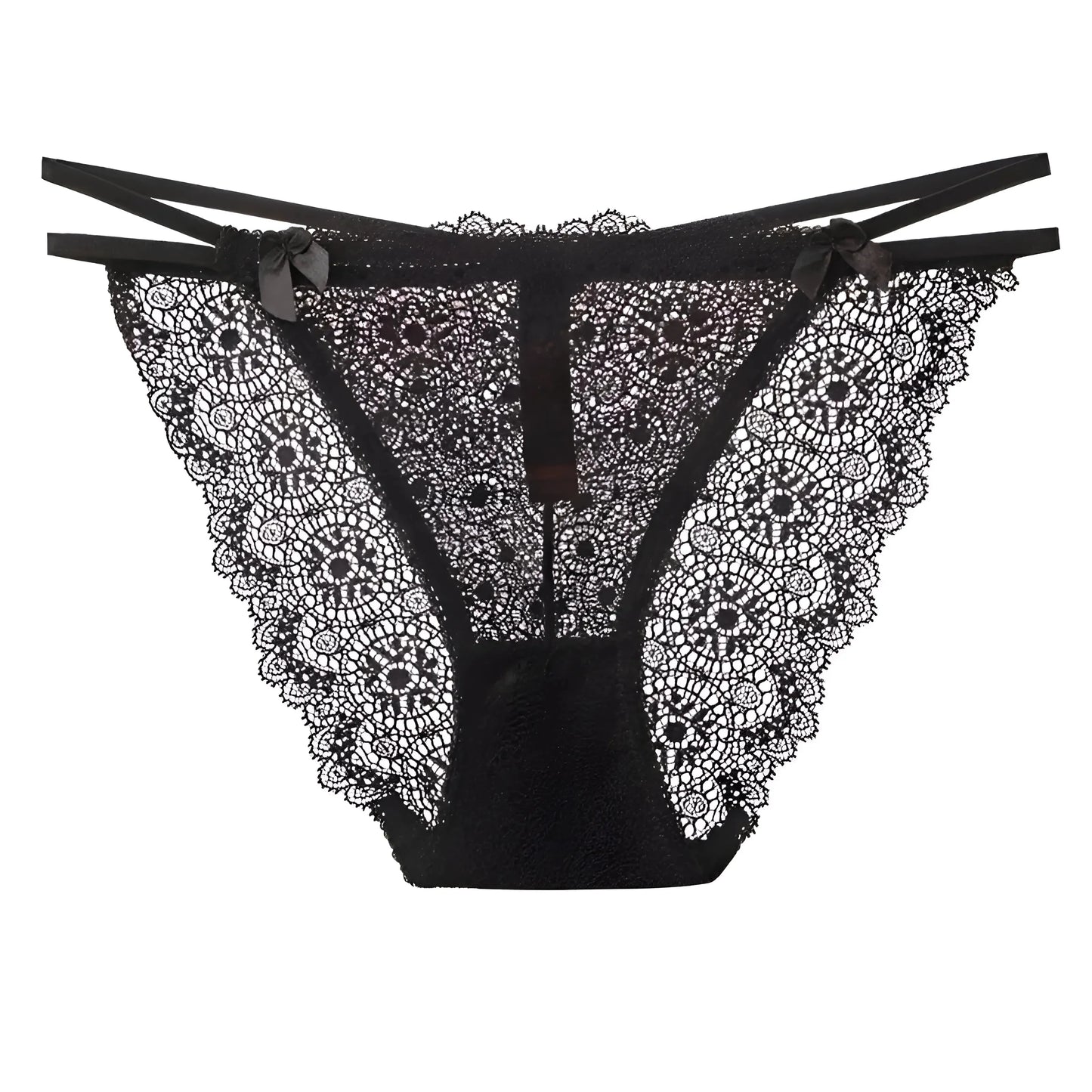 Black Lace Briefs with Straps