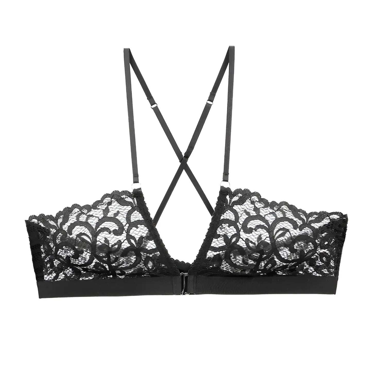 Black Lace Front Fastening Bra