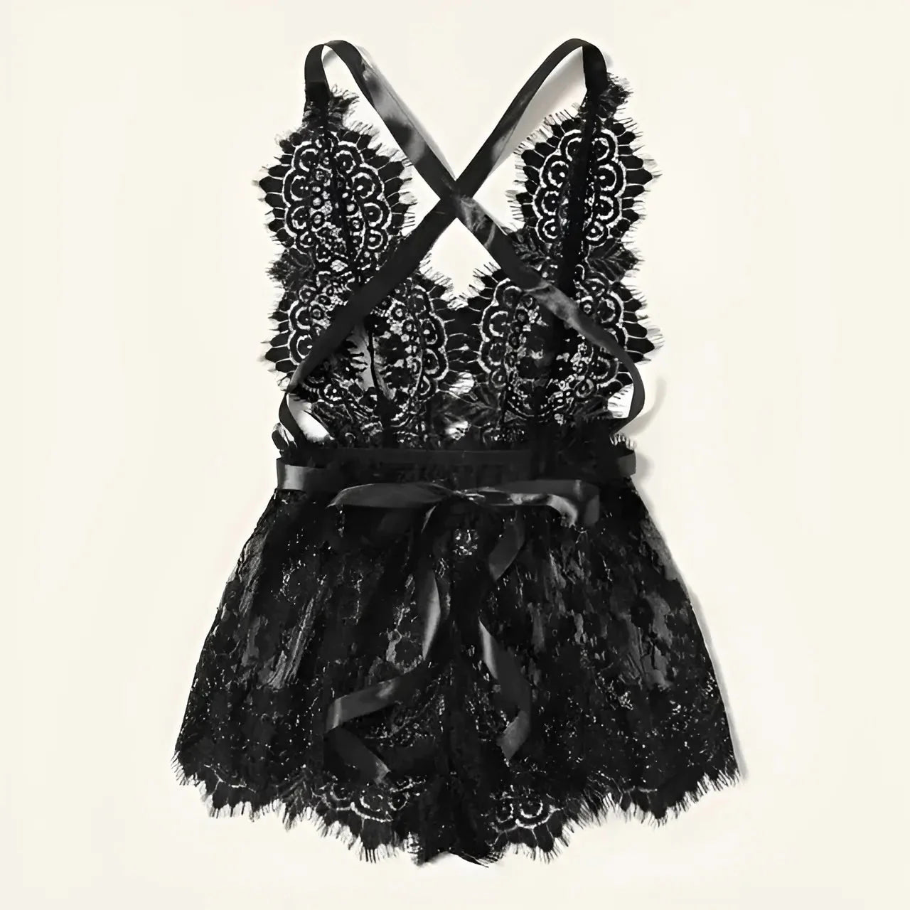 Black Lace One-Piece Pyjama