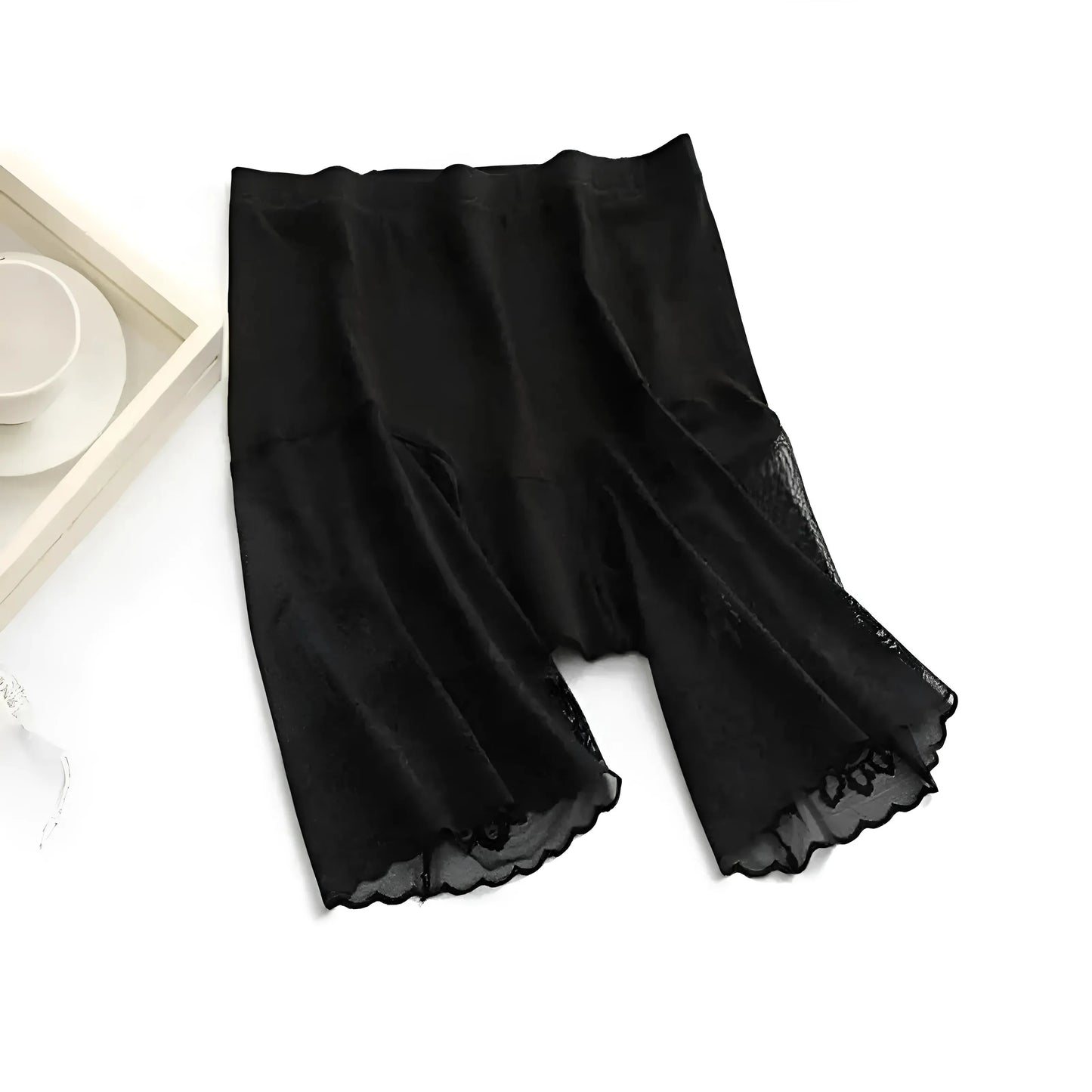 Black Lace Trim Shaping Shorts