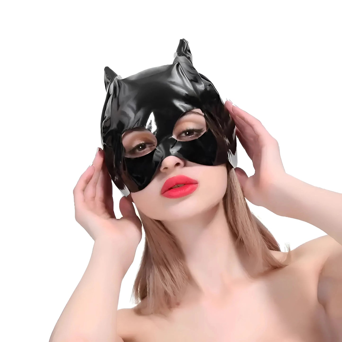 Black Latex Mask with Ears