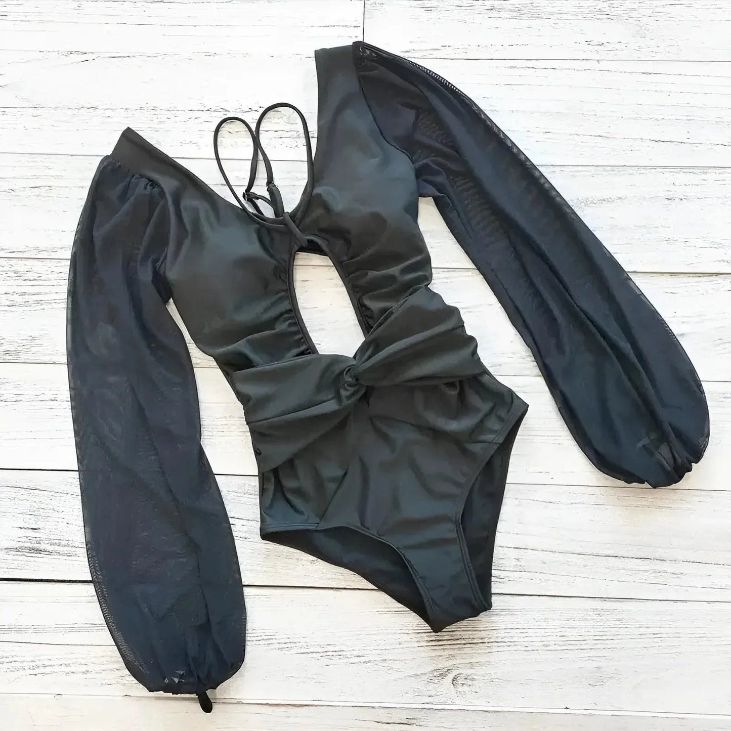 Black Long Sleeve One-Piece Swimsuit