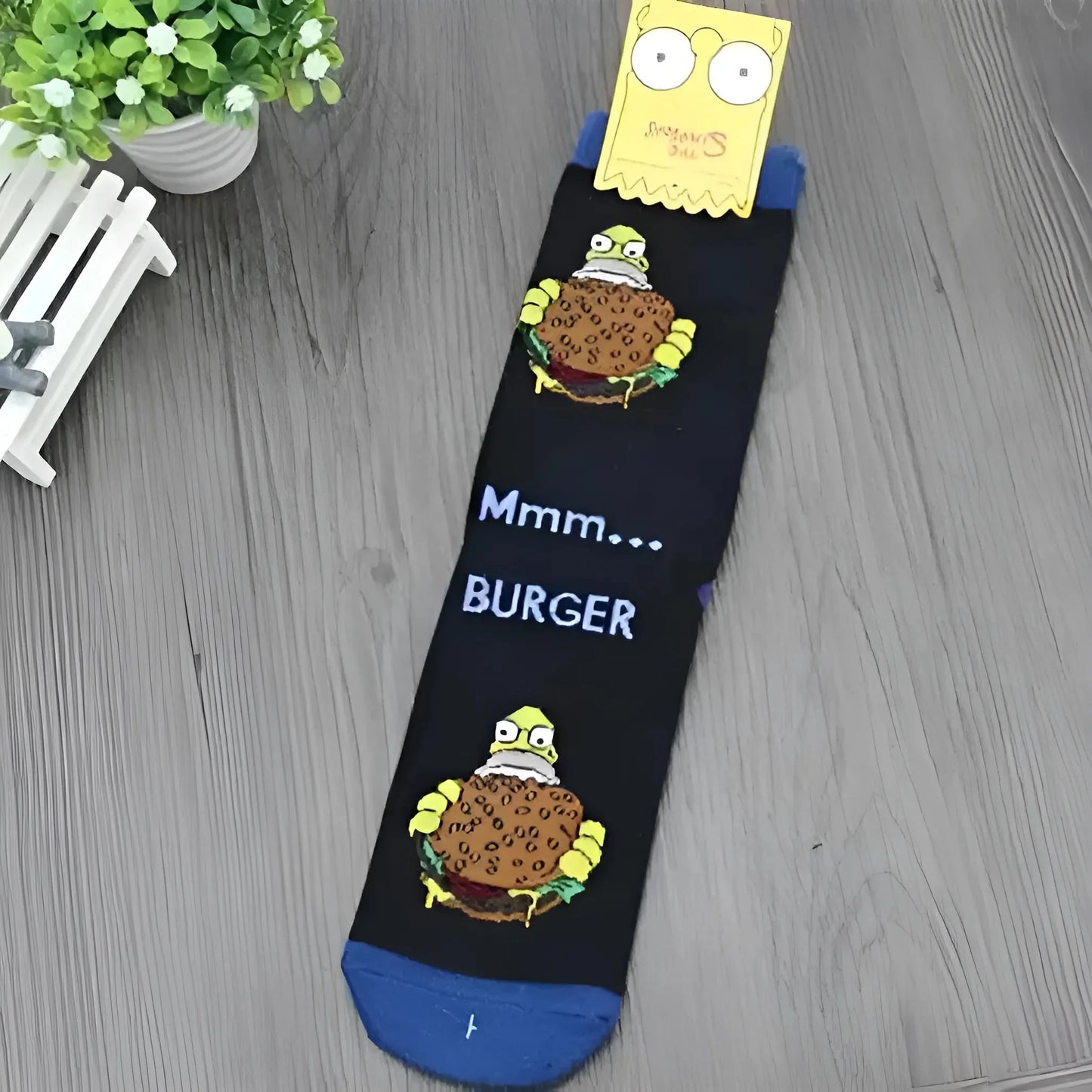 Black Men's Ankle-Length Socks featuring The Simpsons Family