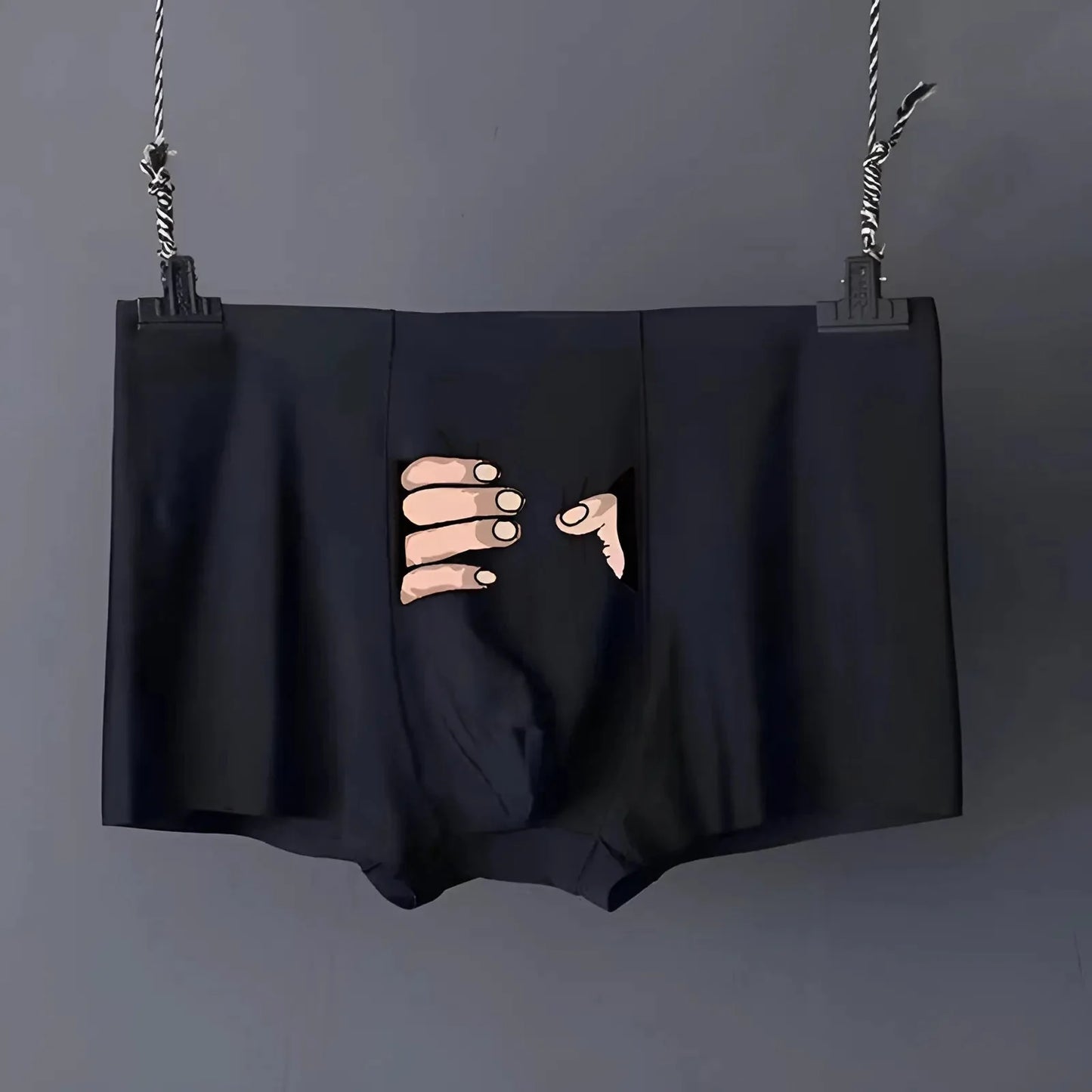 Black Men's Boxer Shorts with Funny Print