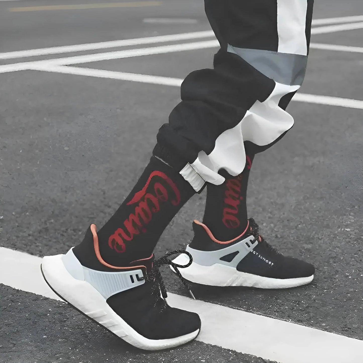 Black Men's Long Socks with 'Cocaine' Print