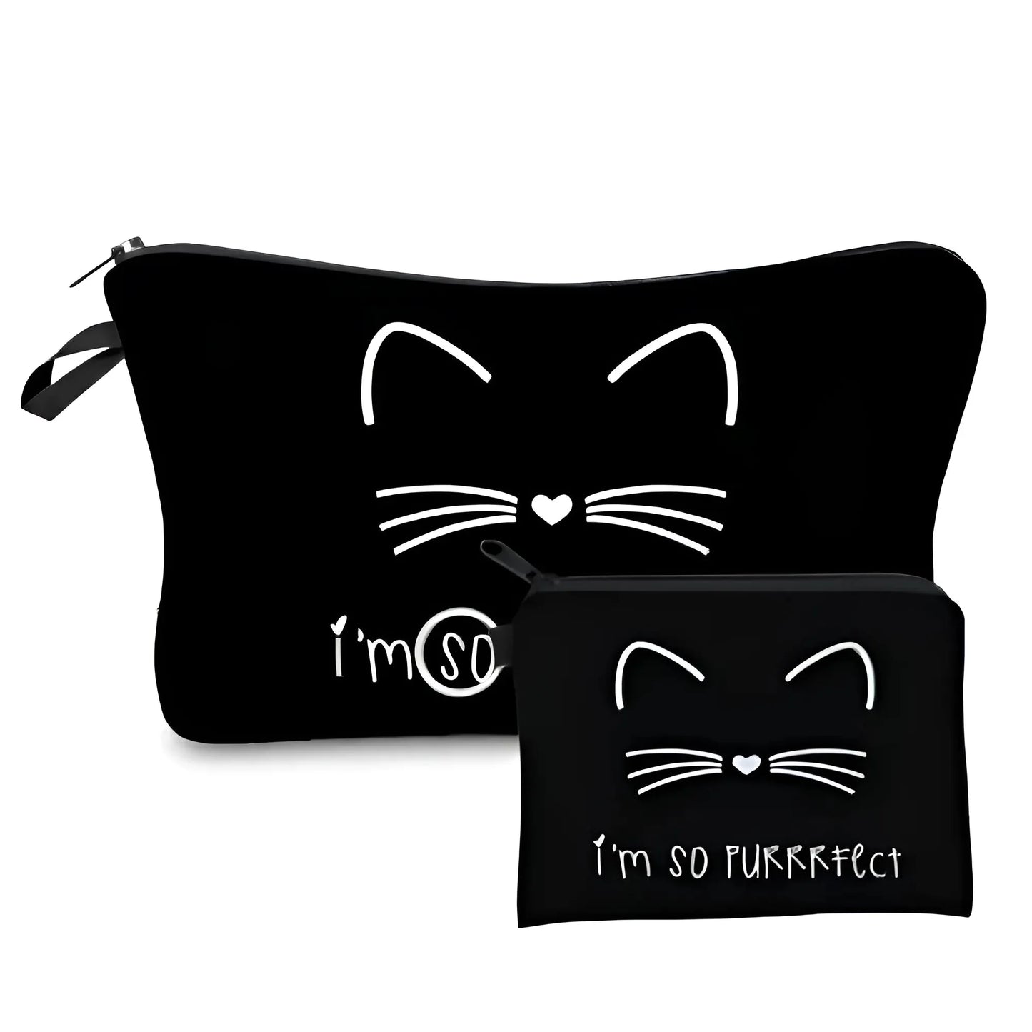 Black Set of Two Zip Cosmetic Bags
