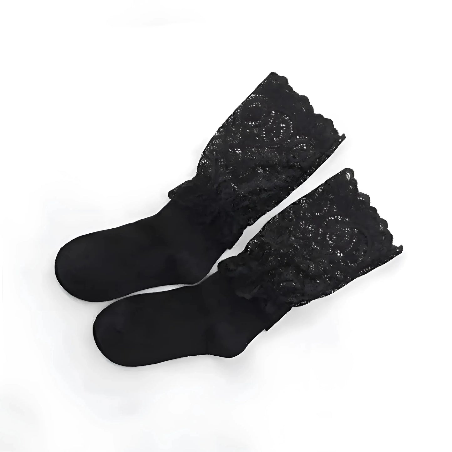 Black Soft Lace Trim Socks