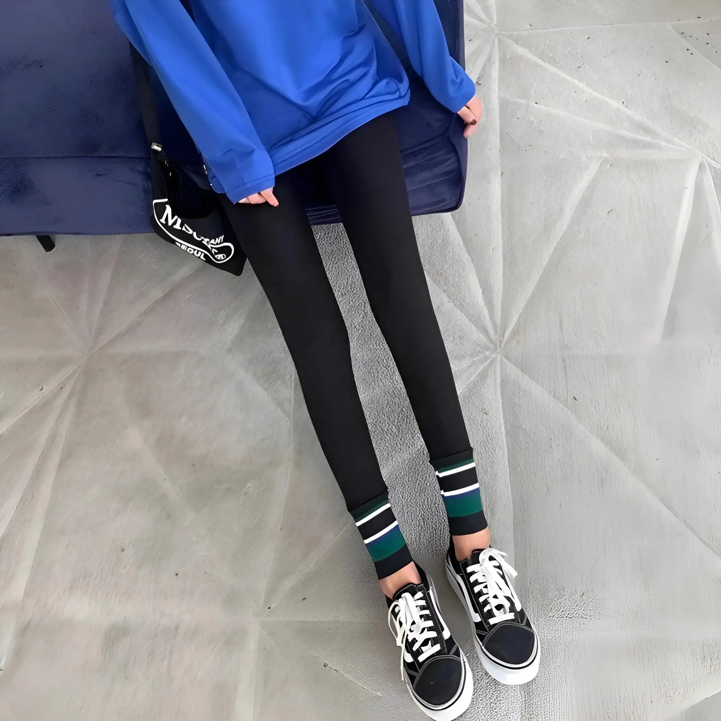 Black Sport Leggings with Stripes