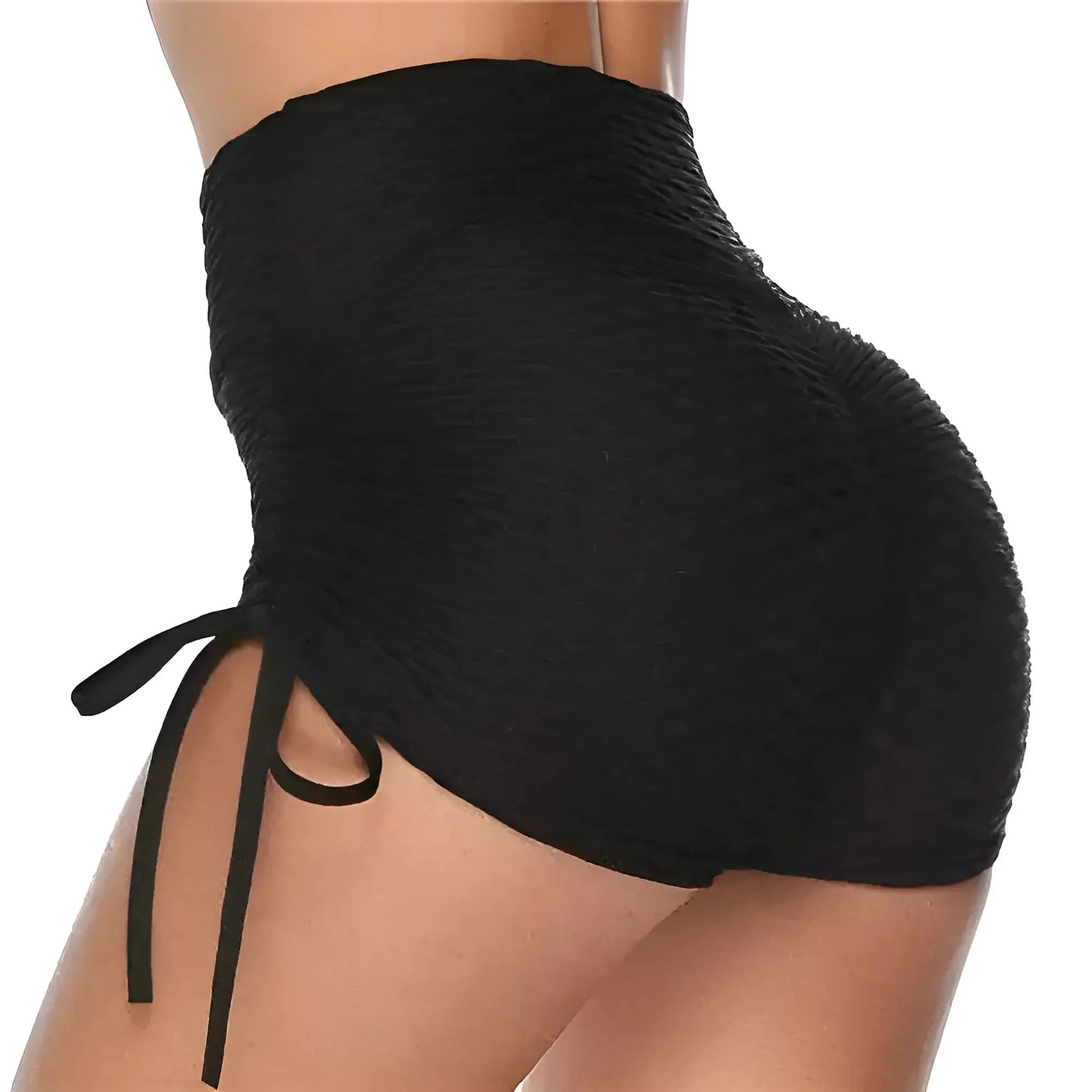 Black Sport Shorts with Tie Detail