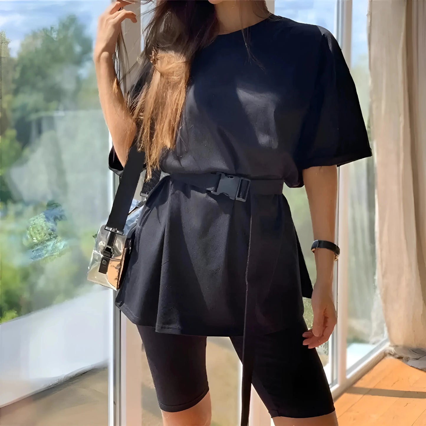 Black Sporting Outfit with Belt