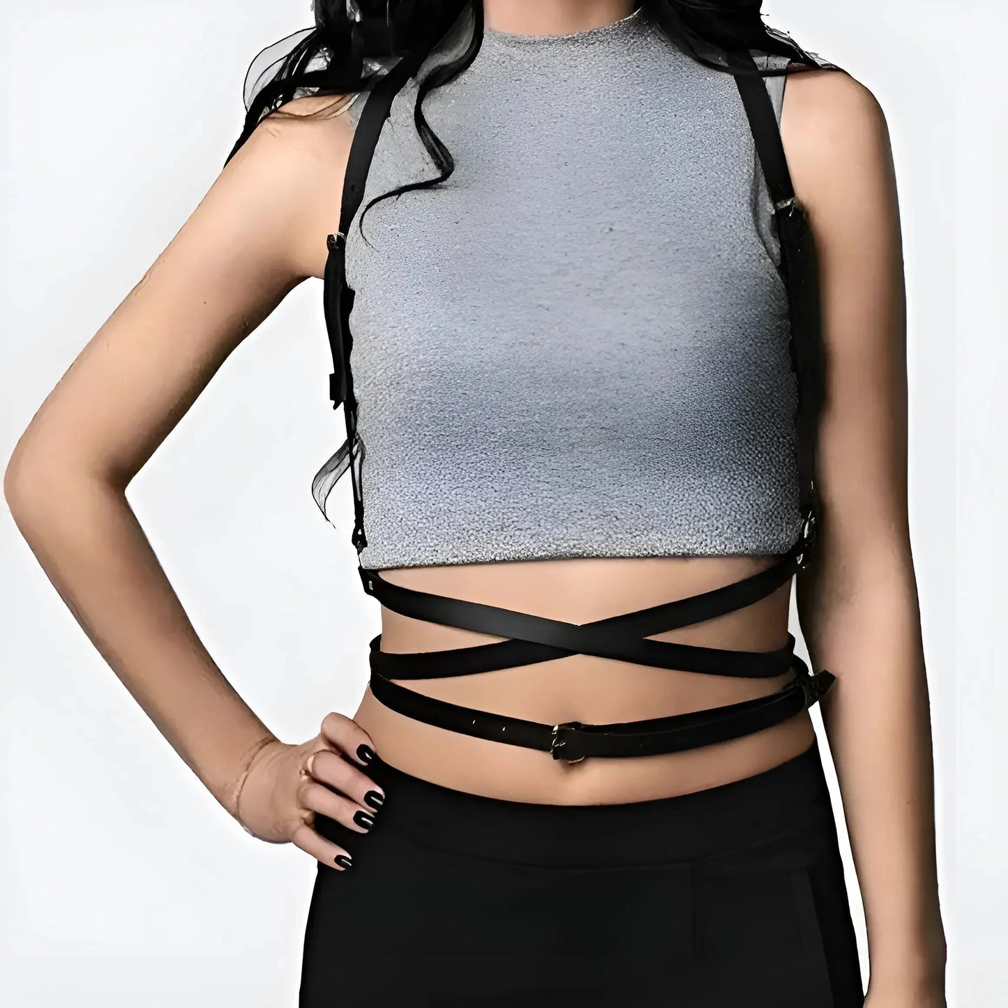 Black Waist Harness with Straps