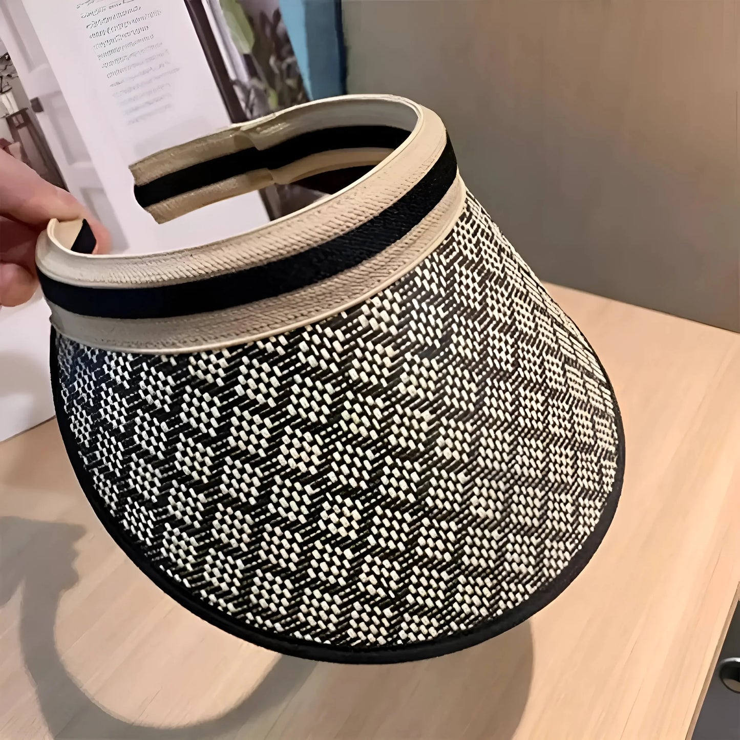 Black-White Straw Sunshade Hat