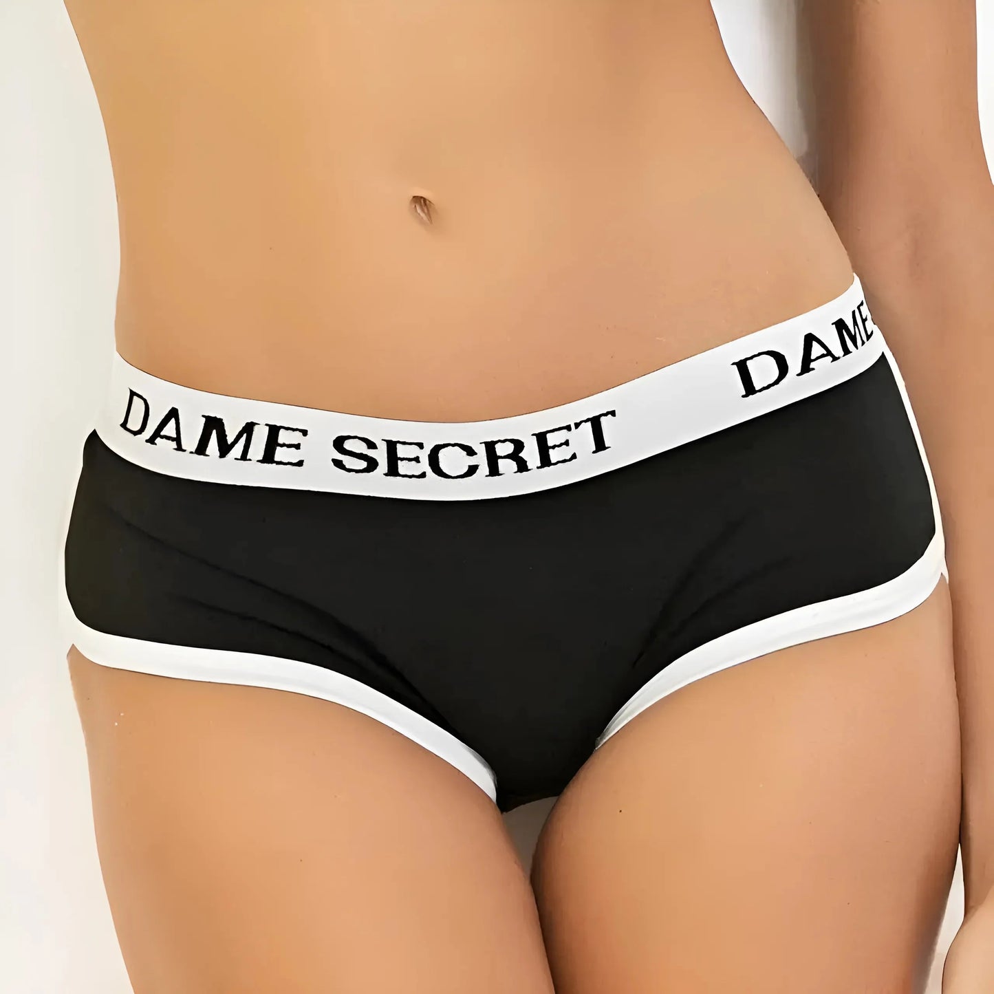 Black Women's Boxer Briefs with Wide Waistband