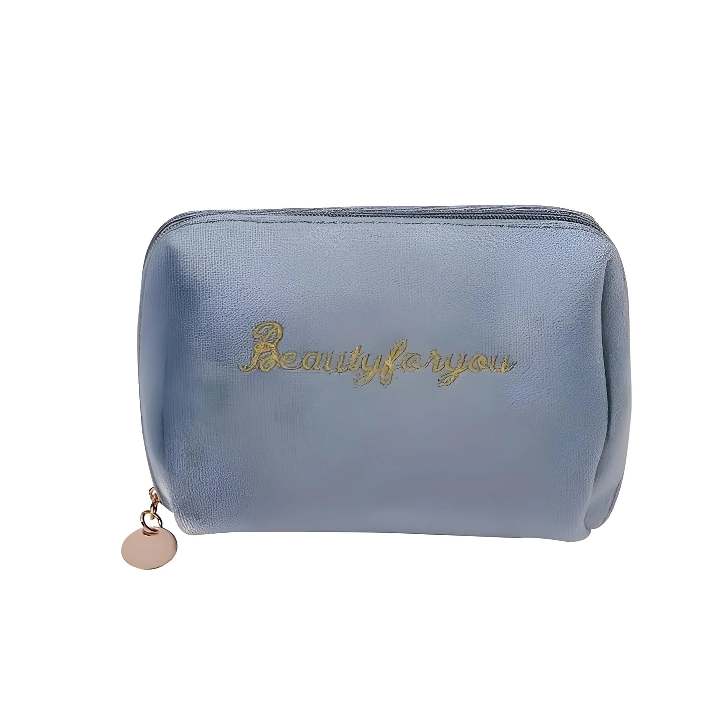 Blue Compact Zip-Up Cosmetic Bag