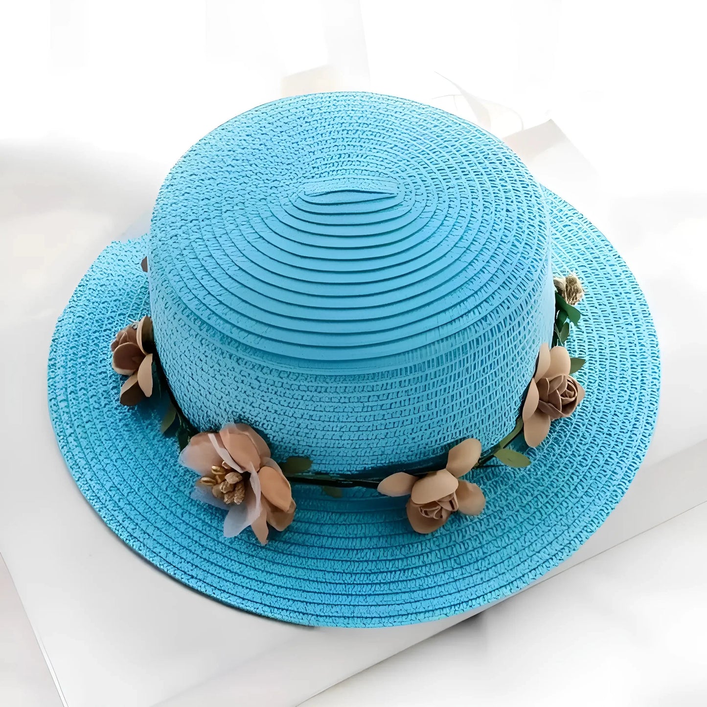 Blue Floral Beach Hat